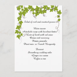 Hochzeit, Verlobung, Brautparty-Menü Menükarte