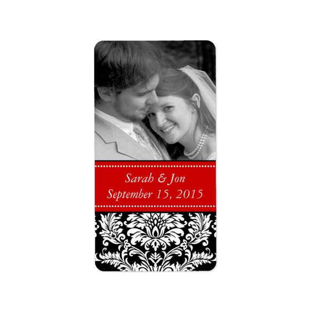 Hochzeit Verlobung Foto Damask Save the Date Adressaufkleber (Vorne)