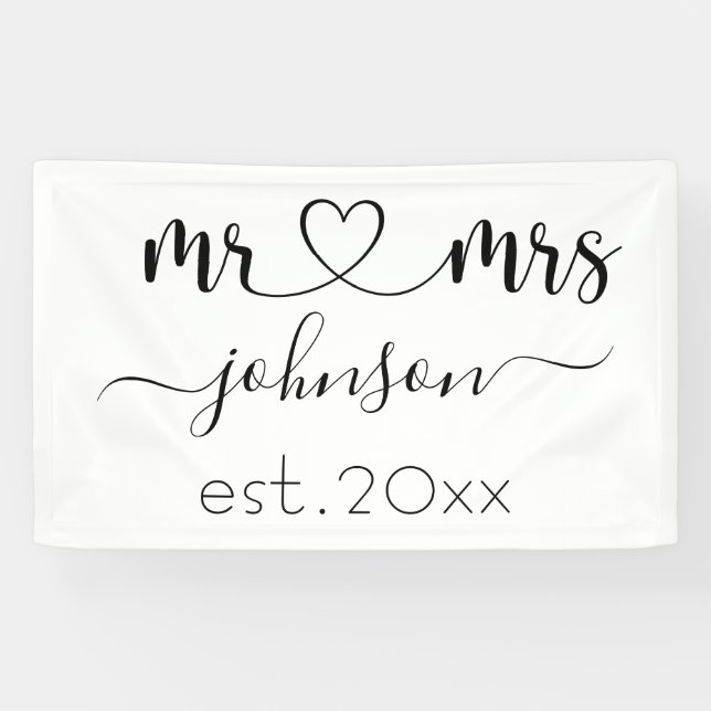 Hochzeit Verlobung Herz Frau Personalisierte Bezei Banner (Horizontal)