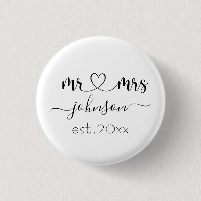 Hochzeit Verlobung Herz Frau Personalisierte Bezei Button (Vorderseite)