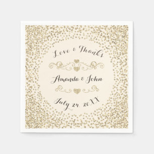 Hochzeit Verlobung Ivory Sepia Imitate Gold Confet Serviette