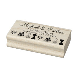 Hochzeit Verlobung Save the Date Bell Blume Bow Gummistempel