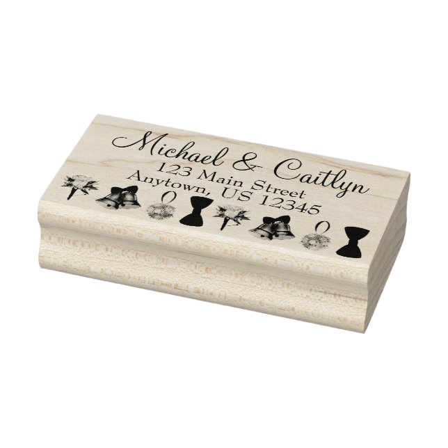 Hochzeit Verlobung Save the Date Bell Blume Bow Gummistempel (Stempel)