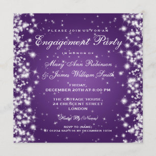 Hochzeit Verlobung Winter Sparkle Lila Einladung