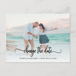 Hochzeit verschieben Chic Schrift Postkarte