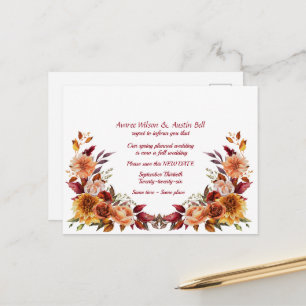 Hochzeit verschoben Herbstfarben Ankündigungspostkarte