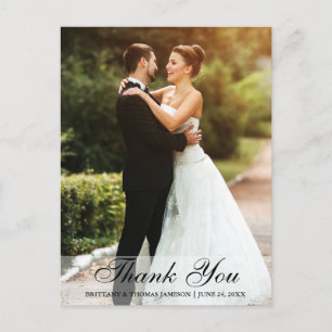 Hochzeit Vielen Dank, Bride & Groom Postcard BW Postkarte