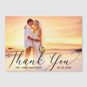 Hochzeit Vielen Dank für Ihre elegante Script Foto Magnetkarte