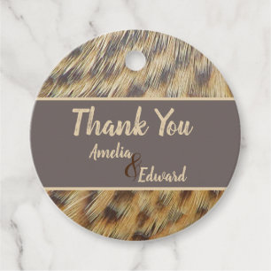Hochzeit Vielen Dank Gold Brown Animal Feathers Gu Geschenkanhänger
