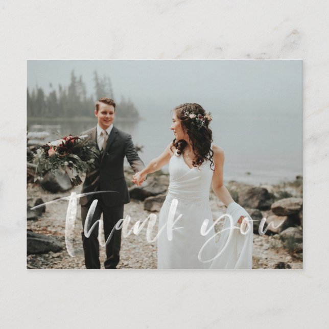 Hochzeit Vielen Dank Postcard moderne Handschrift  Postkarte (Vorderseite)
