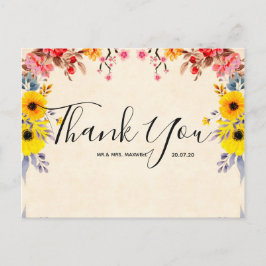 Hochzeit Vielen Dank Romantische Blumenschrift Pos Postkarte