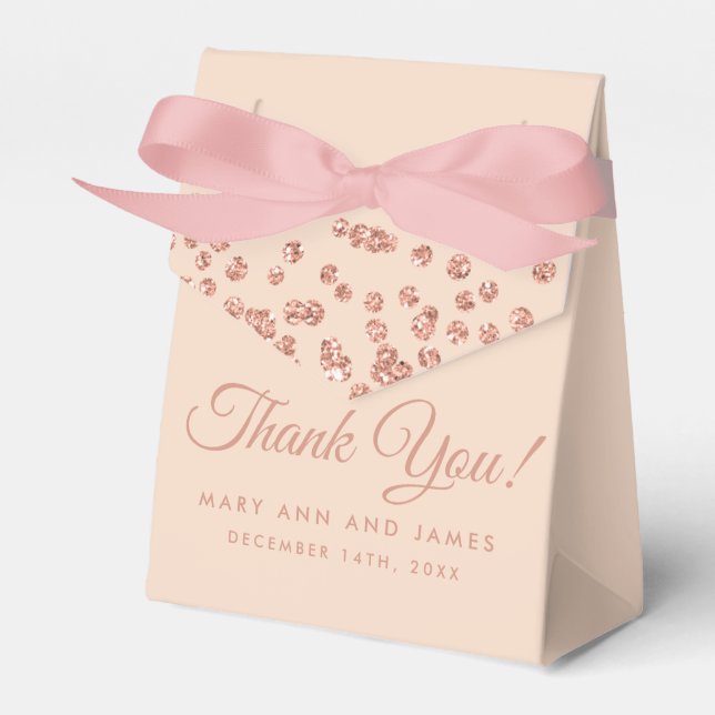 Hochzeit Vielen Dank Rose Gold Glitzer Confetti Bl Geschenkschachtel (Vorderseite)