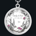 Hochzeit Vintage Fuchsia Birds Geburtstagskette Versilberte Kette<br><div class="desc">Keepake Necklaces wählen Sie entweder Silber Platin oder Sterling Silver</div>