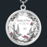 Hochzeit Vintage Fuchsia Birds Geburtstagskette Versilberte Kette<br><div class="desc">Keepake Necklaces wählen Sie entweder Silber Platin oder Sterling Silver</div>