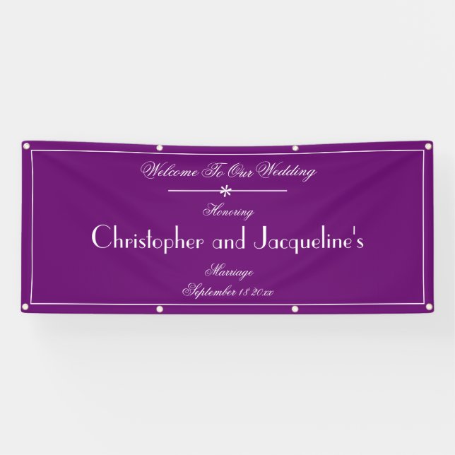 Hochzeit Vintage Lila Außenwillkommen Banner (Horizontal)