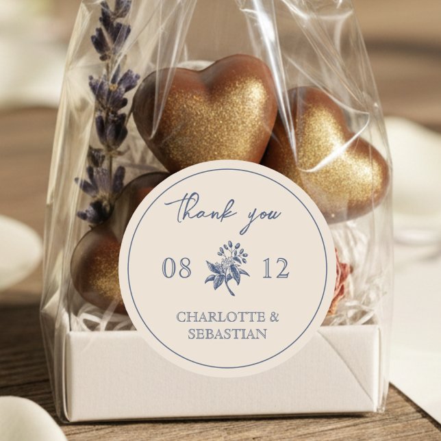 Hochzeit Vintager Blumen Runder Aufkleber (Von Creator hochgeladen)