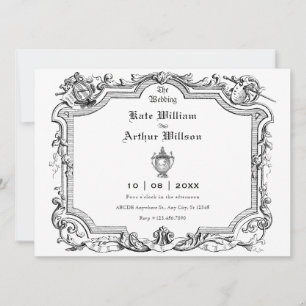 Hochzeit Vintager künstlerischer Linien Einladung