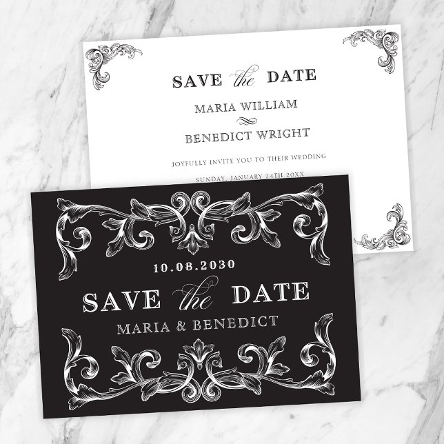 Hochzeit Vintager Ornamente Save The Date (Von Creator hochgeladen)