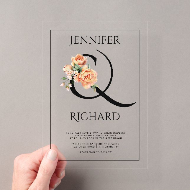 Hochzeit von Ampersand und Pfirsichbäumen Acryleinladungen (Insitu (Handheld))