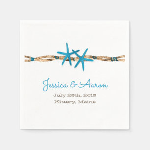 Hochzeit von Aqua Starfish und Nautical Rope Serviette