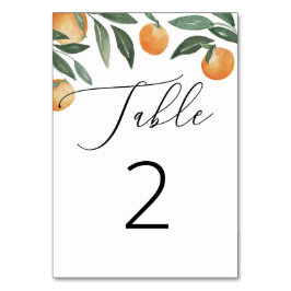 Hochzeit von Aquakulturzitrus. Sommerblumenorange Tischnummer