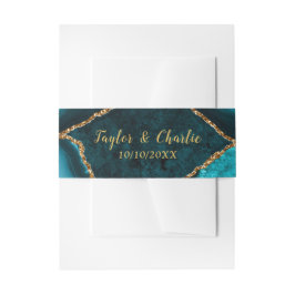Hochzeit von aquamarinem Blau und Gold Agate Einladungsbanderole