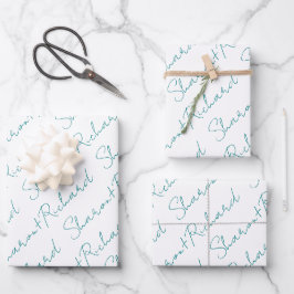 Hochzeit von aquamarinen, blauen Schriftzeichen Geschenkpapier Set