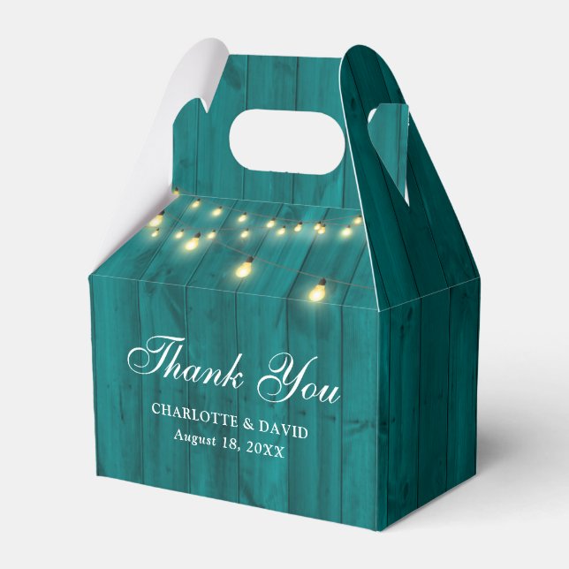 Hochzeit von aquamarinen Stallholz Geschenkschachtel (Vorderseite)