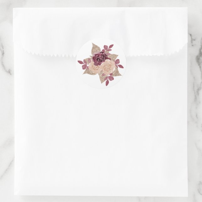 Hochzeit von Aquarell-Glitzer Runder Aufkleber (Tasche)