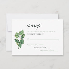 Hochzeit von Aquarellblättern RSVP Karte
