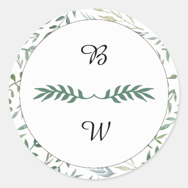 Hochzeit von Aquarellblättern Runder Aufkleber (Vorderseite)