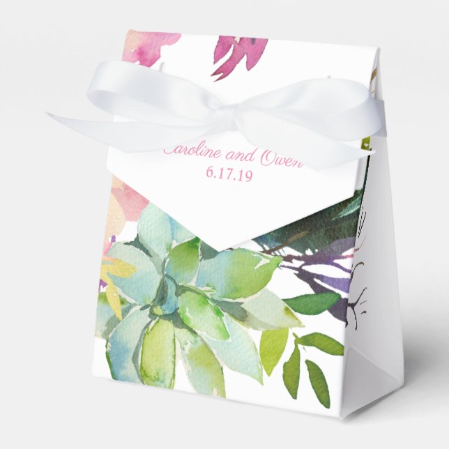 Hochzeit von Aquarellblumen Geschenkschachtel (Vorderseite)