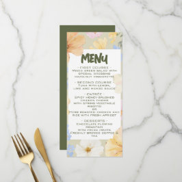 Hochzeit von Aquarellblumen Menükarte