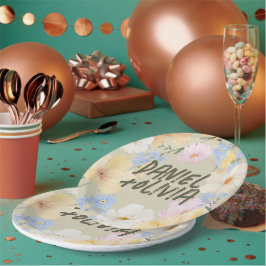 Hochzeit von Aquarellblumen Pappteller