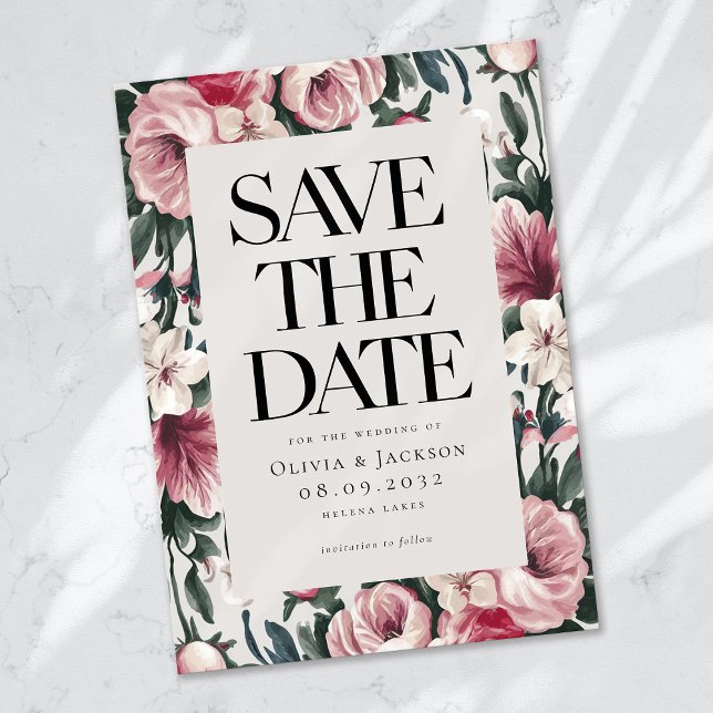 Hochzeit von Aquarellblumen-Rose Save The Date (Von Creator hochgeladen)