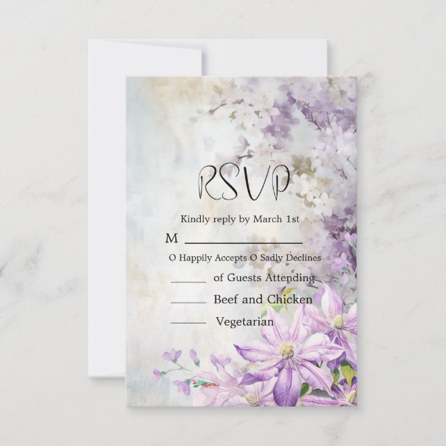 Hochzeit von Aquarellblumen RSVP Karte (Vorderseite)