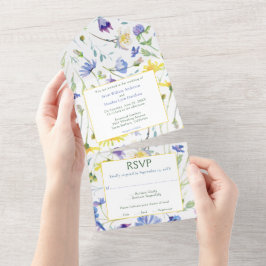 Hochzeit von Aquarellfarben All In One Einladung