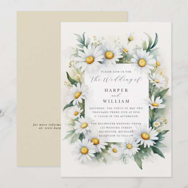 Hochzeit von Aquarellfarben Einladung (Vorne/Hinten)