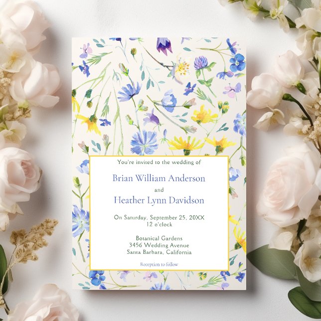 Hochzeit von Aquarellfarben Einladung (Watercolor Wildflowers Wedding Invitation)