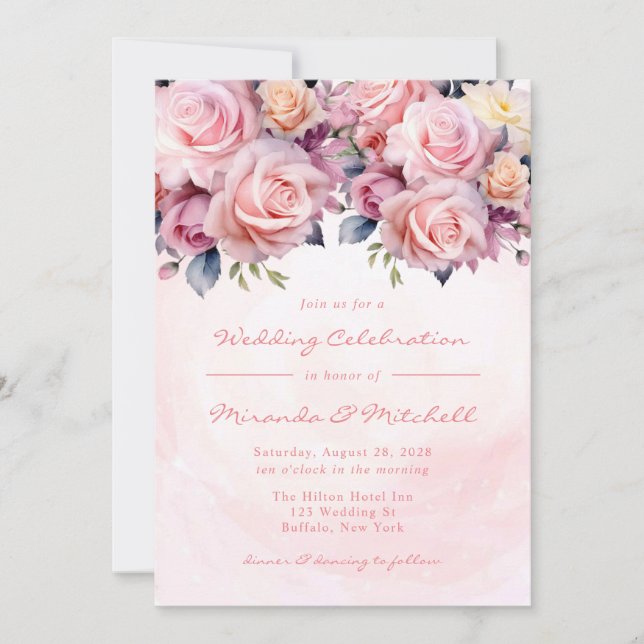 Hochzeit von Aquarellfarben Einladung (Vorderseite)