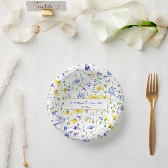 Hochzeit von Aquarellfarben Pappteller (Hochzeit)