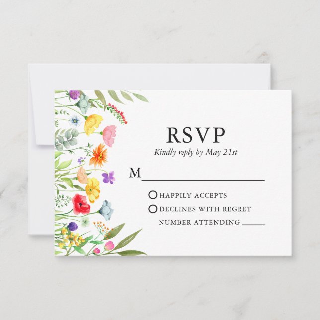 Hochzeit von Aquarellfarben RSVP Karte (Vorderseite)