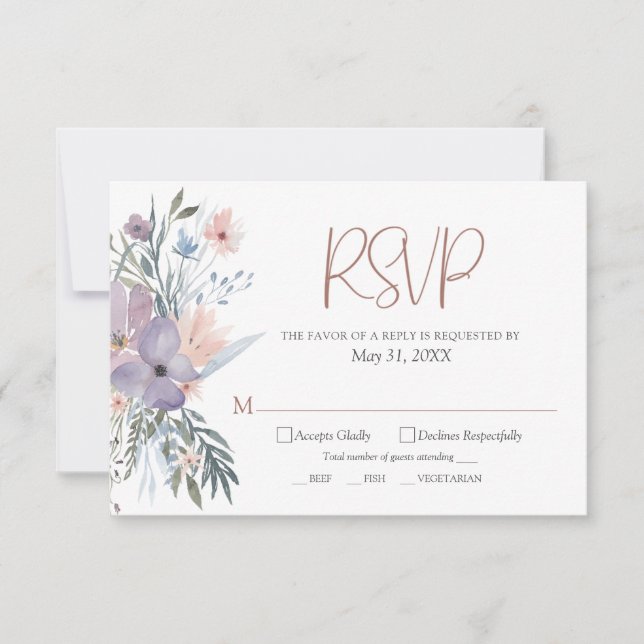 Hochzeit von Aquarellfarben RSVP Karte (Vorderseite)