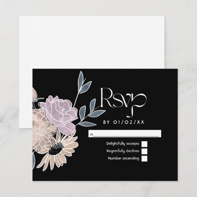 Hochzeit von Aquarellfarben RSVP Karte (Vorne/Hinten)