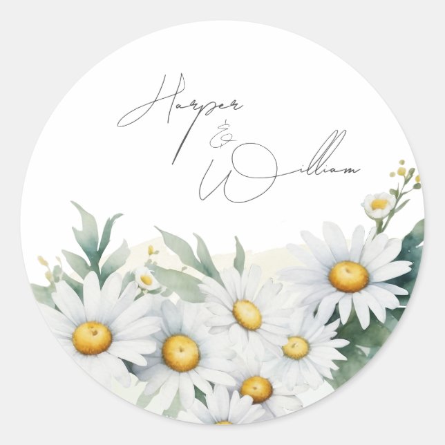 Hochzeit von Aquarellfarben Runder Aufkleber (Vorderseite)