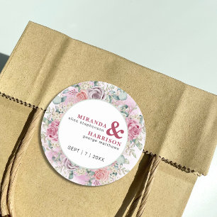 Hochzeit von Aquarellfarben Runder Aufkleber