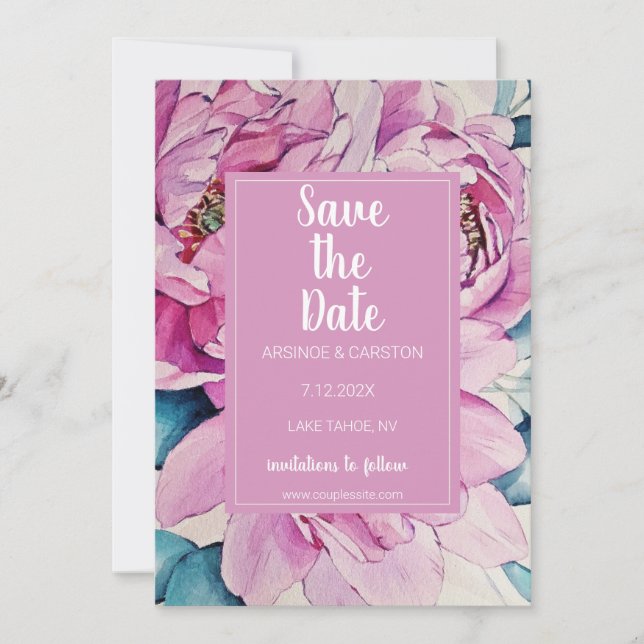 Hochzeit von Aquarellpink Save The Date (Vorderseite)