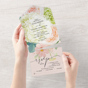 Hochzeit von Aquarellpinsel All In One Einladung