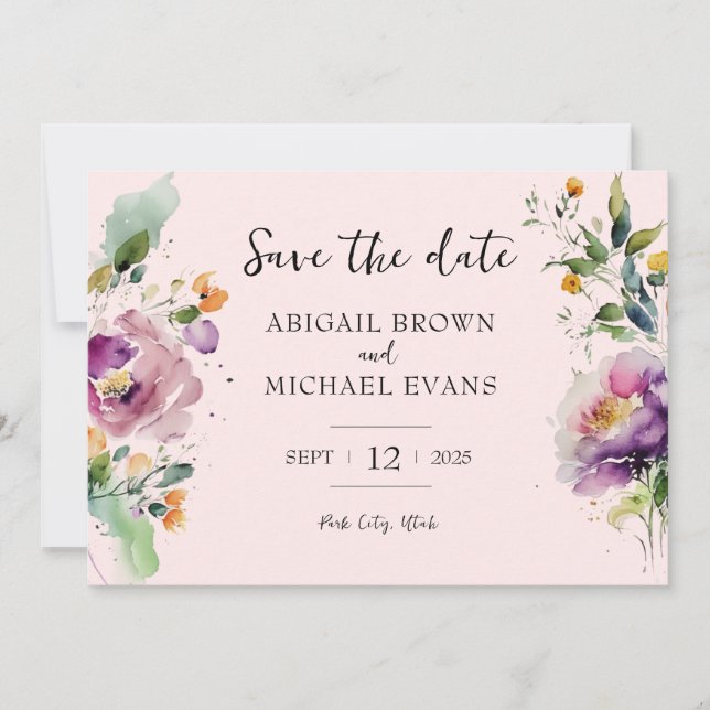 Hochzeit von Aquarellpinsel Save The Date (Vorderseite)