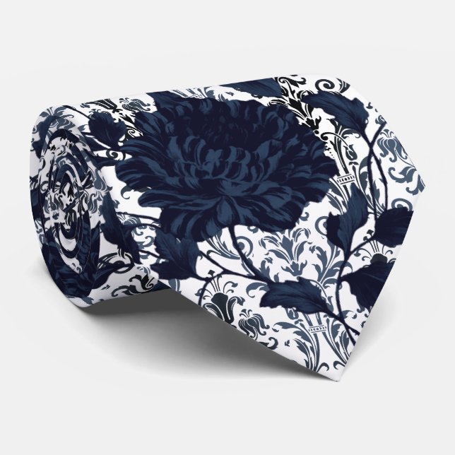 Hochzeit von Aristokrat mit blauem und weißem Dama Krawatte (Gerollt)